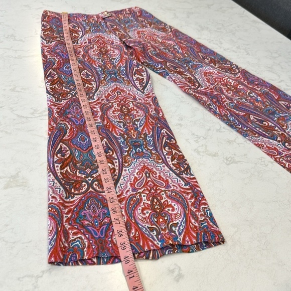 120% Lino Linen Wide Leg Trouser Pants Women’s Paisley Size 42 Pink Purple Red - Picture 13 of 17